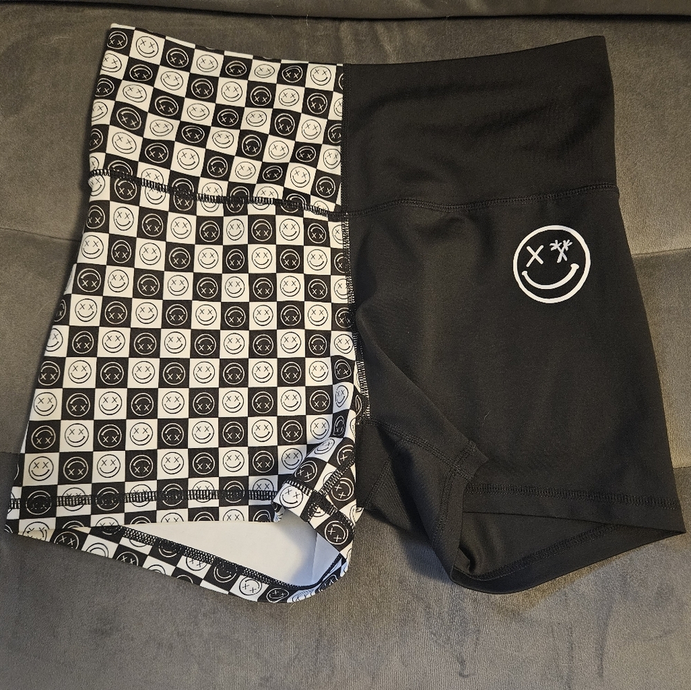 Black and White Smiley Face Shorts